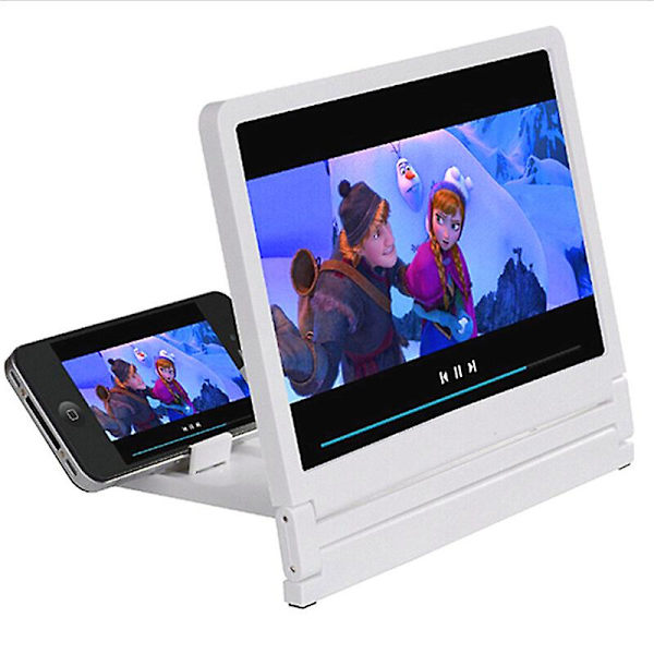 3x Zoom Forstørrelsesglas Skærm Foldbar HD Forstærker Smartphone Holder White