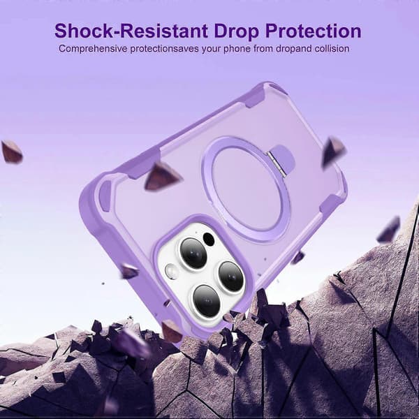 Til iPhone 14 Pro-deksel kompatibel med MagSafe støtteben TPU + PC støtsikkert telefonbakdeksel - Lilla Multicolor Purple