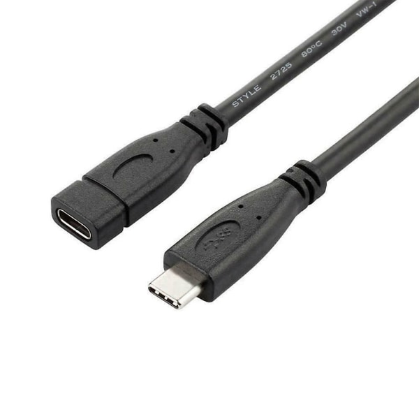 Nyt Type C Usb 3.1 Han til Usb-c Hun Forlænger Datakabel Forlængerledning Sort