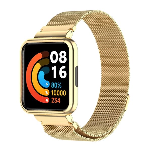 Metalrem med urramme til Xiaomi Redmi Watch 2 Lite Gold