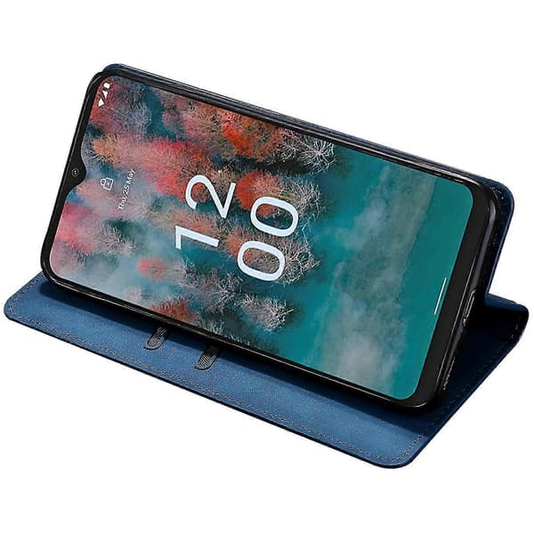 Flipfodral för Nokia C22 Hud-beröring Pu Läder Vikbart Ställskydd Med Kortfack Style C Nokia C22 Blue