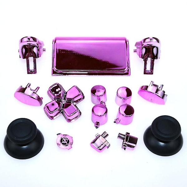 Yuxi set för dualshock 4 ps4 pro slim kontroller jds 040 jds-040 dpad l1 r1 l2 r2 avtryckarknappar analoga grepp caps cover Chrome pink