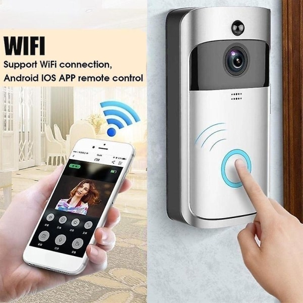 Wifi Smart Video Dörrklocka Intercom Smart Kamera Dörrklocka Pir Detektering Kamera Mörkerseende Hem Säkerhet Video Dörrklocka Black