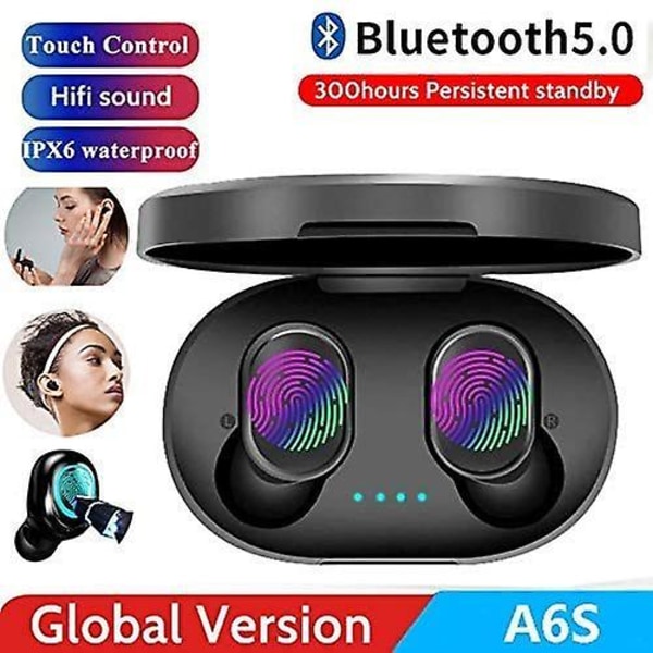 Bluetooth-headset med laddningsbox, dubbla högupplösta mikrofoner