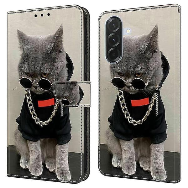 För Samsung Galaxy A56 5G Läderfodral Mönstertryck Plånboksställ Flip Telefonfodral Multicolor Style N