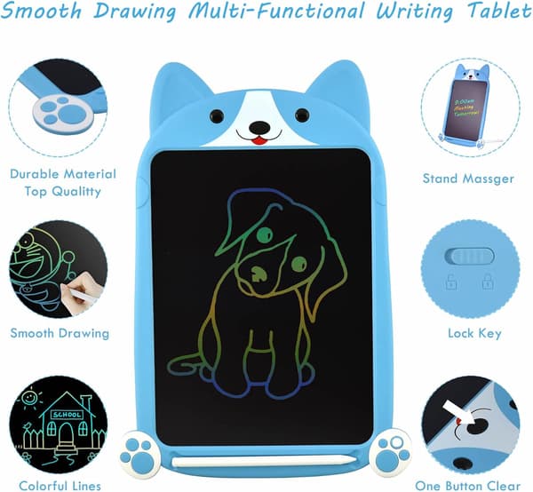 [LCS]LCD Writing Tablet, Large 10 Inch, Colorful Screen, Erasable Electronic Digital Drawing Pad Doodle Board With Pen (Pink)