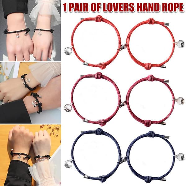 [LCS]Attract Pararmband Magnetiskt Spänne Justerbart Flätat Reparmband Red