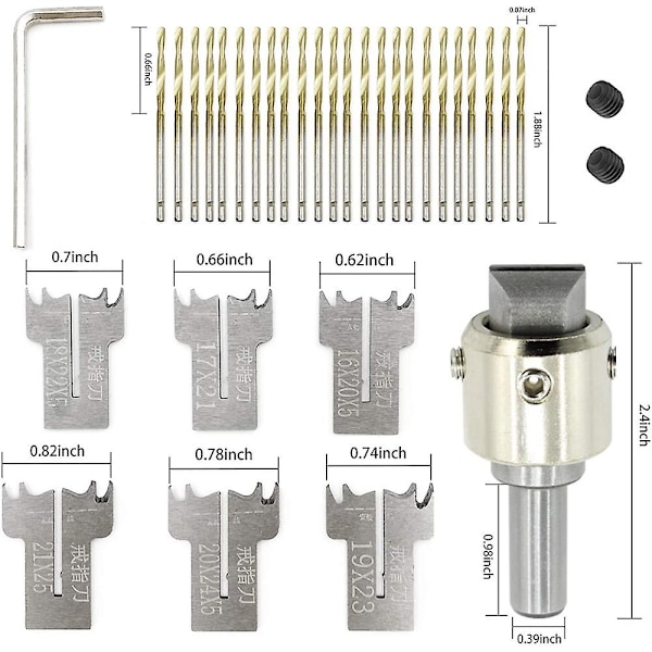 [LCS]30 STK Ring Borebit Sæt, 16-21 mm Klinger Træ Ring Borebit Træ Ring Maker Stål Træ Perle Bor SilverGold