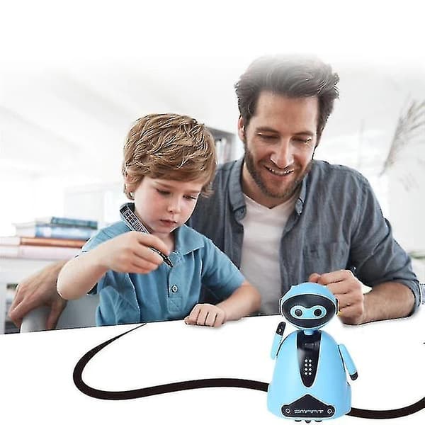 Magisk leksaksrobot som följer ritade linjer – Induktiv leksak för barn Blue
