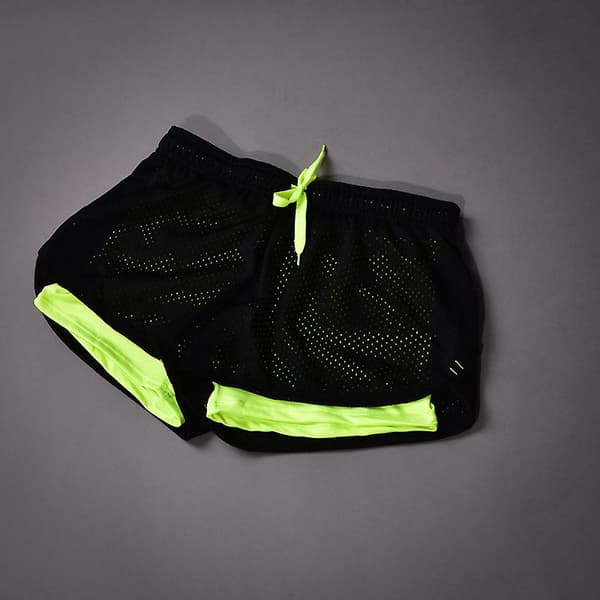 2-i-1 treningsshorts for kvinner til yoga, løping og jogging med elastisk liv L