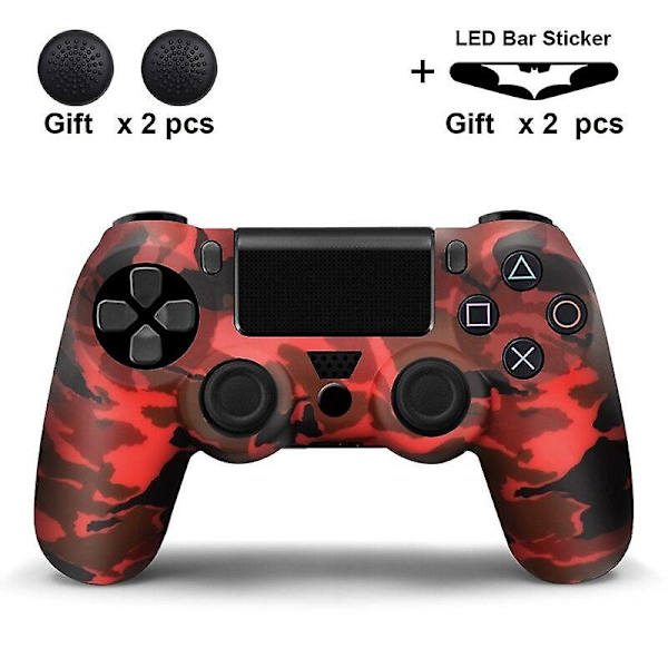 Silikongummifodral för Sony Playstation 4 PS4-kontroller, skyddsskal för PS4 Pro Slim gamepad-kontroller med tumgrepp Camo red