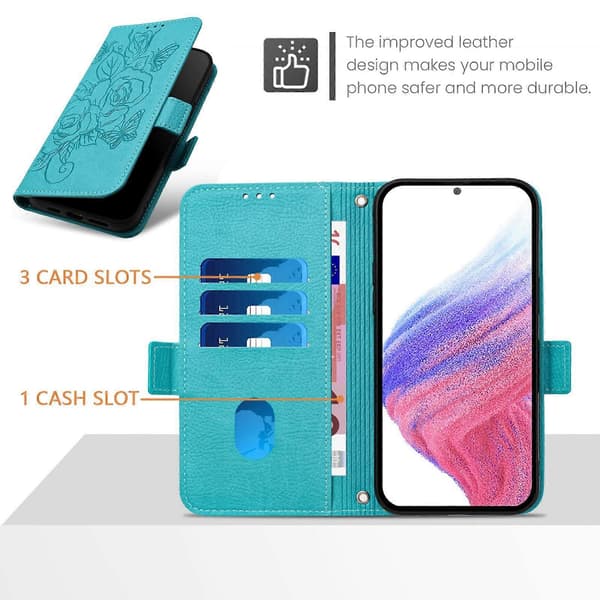RFID Lærveske for TCL 505 Light Blue