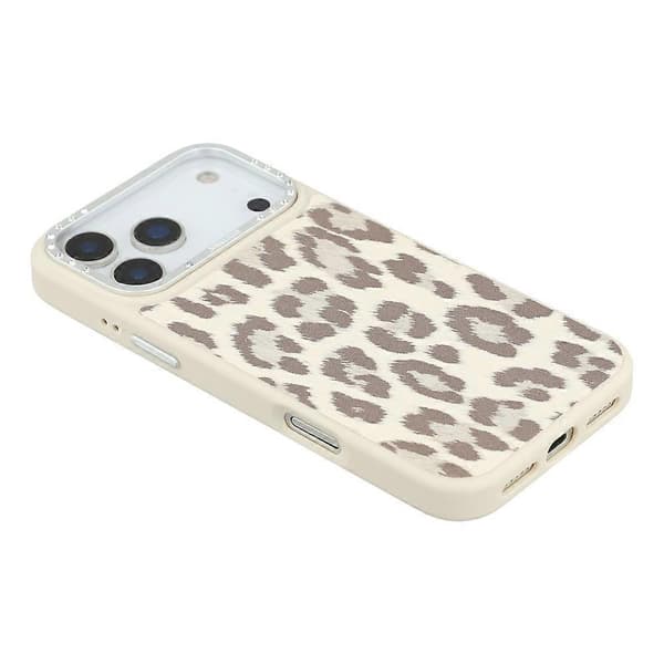 JAUCASE Kompatibel med iPhone 17 Pro Max Magnetisk Deksel Leopardmønster PU + TPU + PC Telefonbakdeksel White