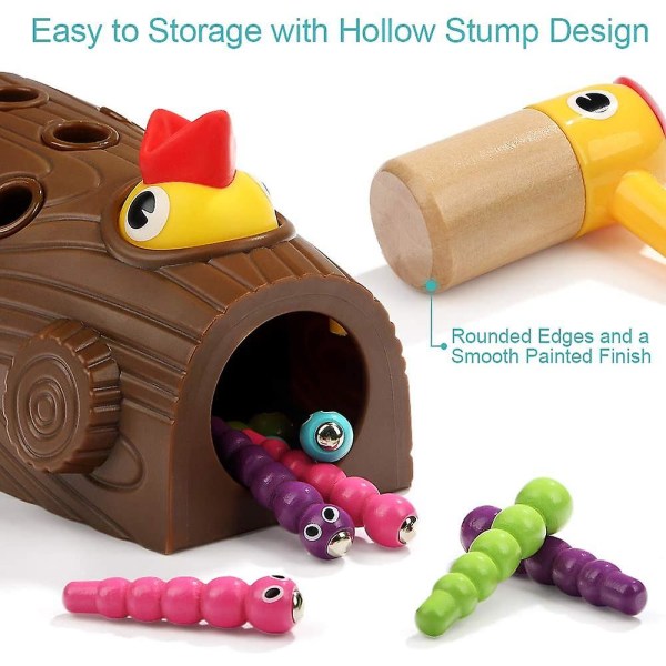 Finmotorik, magnetiska leksaksspel för toddler för 2 3-åringar Flickor Pojkar, förskoleleksaker - Hungriga hackspettleksak