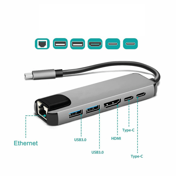 USB Type-c till HDMI Pd Ethernet Rj45 Multiports Adapter