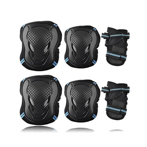 6 st SML Skyddsutrustningsset för Skridskoåkning Armbågsskydd Knäskydd Cykel Skateboard Vuxen Barn Blue M