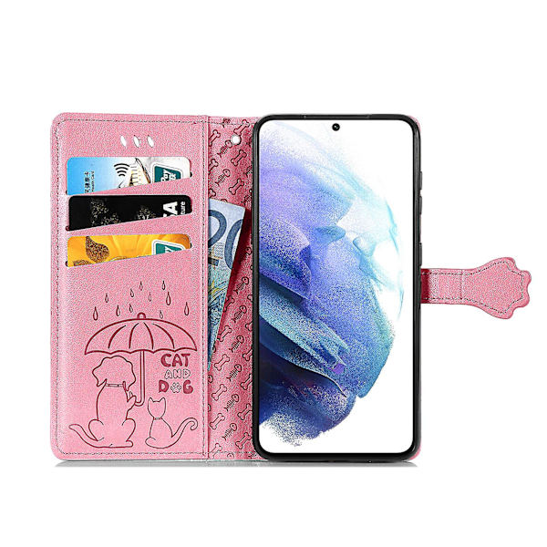 Kotelo Samsung Galaxy S21 Plus Läppälompakko Kohokuvioitu Suojus Etu