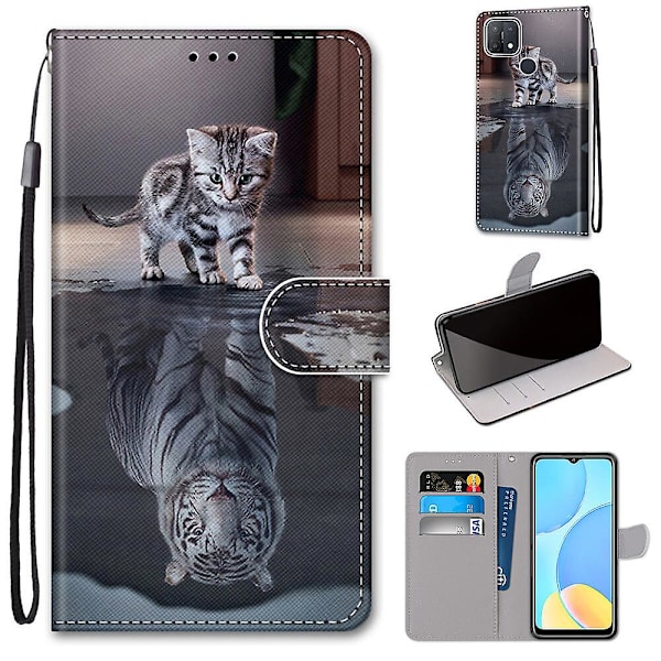 Fodral Kompatibelt med Oppo A15/a15s Målat Flipfodral Magnetisk Stängning Katt A