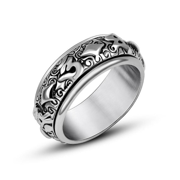 Roterande ring i titanstål Trendig personlighetsring för män Sa986 Silver 11