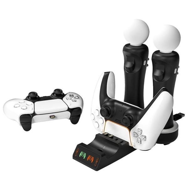 För ps5 portabel 4 i 1 ps5 handkontroll laddningsstation docka ps4 psvr vr move laddningsställ för ps move handkontroller tillbehör