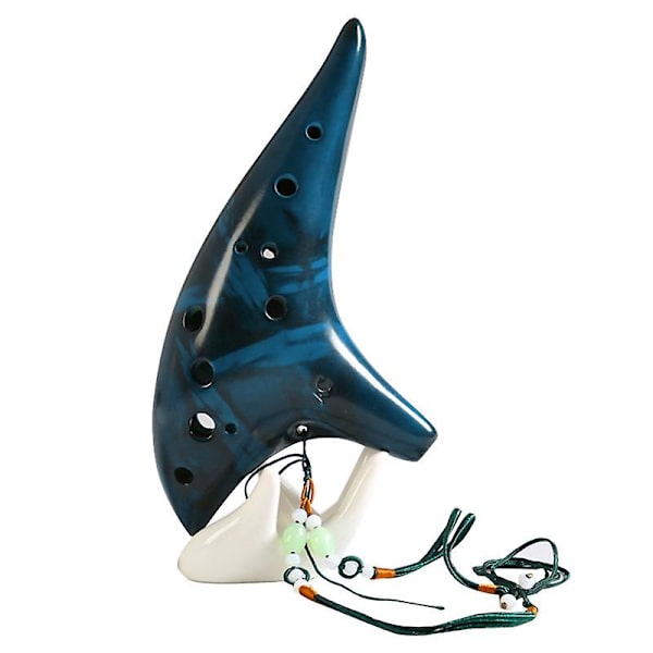 12 Håls Rökt Ocarina Ubåtsstil Musikinstrument Musikälskare Nybörjarinstrument Blue