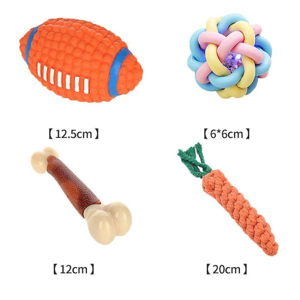 4-pack Små Hundleksaksset Tuggleksaker av Rep för Hundar