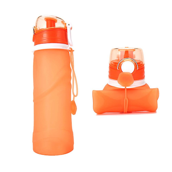 750ml Högkvalitativ Miljövänlig Vikbar Läcksäker Silikonvattenflaska För Utomhussporter Camping Orange