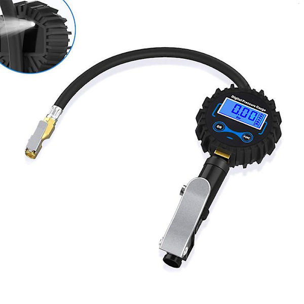 1 Set Digital Däcktrycksmätare Med Tryckmätare 200 Psi Luftchuck Kit