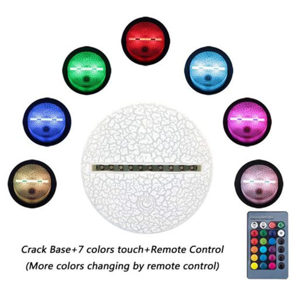 3D Touch Lampe Natlamper Børn 7 Farver med Fjernbetjening -