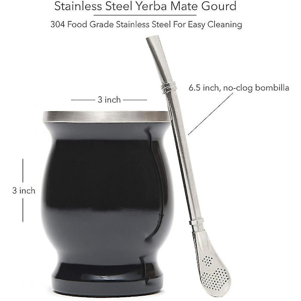 237 ml Yerba Mate Te Naturlig Kalebass Tekopp Set, Innehåller 1 Bombilla