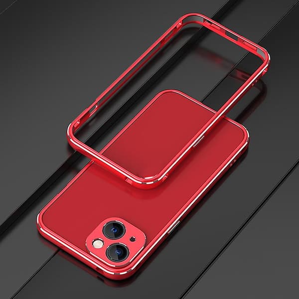 Linsebeskytter + metalramme-etui til iPhone 13 Red