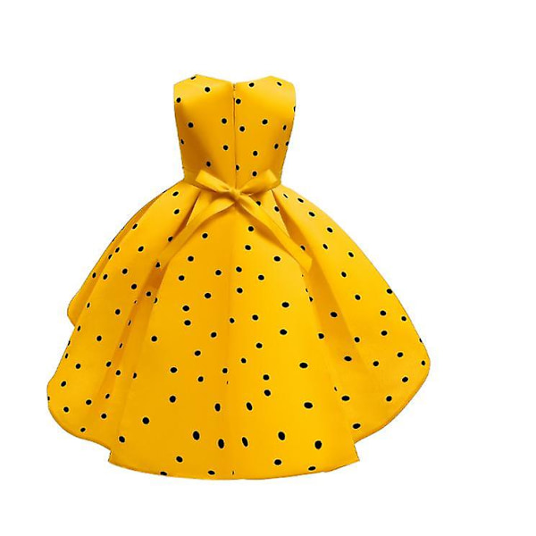 Tyttöjen Joulu Pilkullinen Syntymäpäivä Prinsessa Mekko Halloween Karnevaali Asu yellow 130