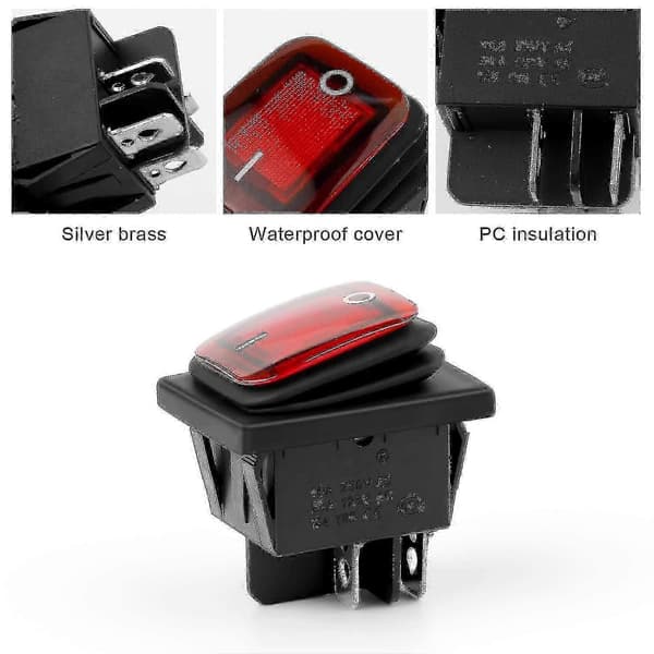 4-bryter, vanntett vippebryter, AC 16A/250V 20A/125V 4-pinners 2-posisjon, panelmontert vippebryter [MI]