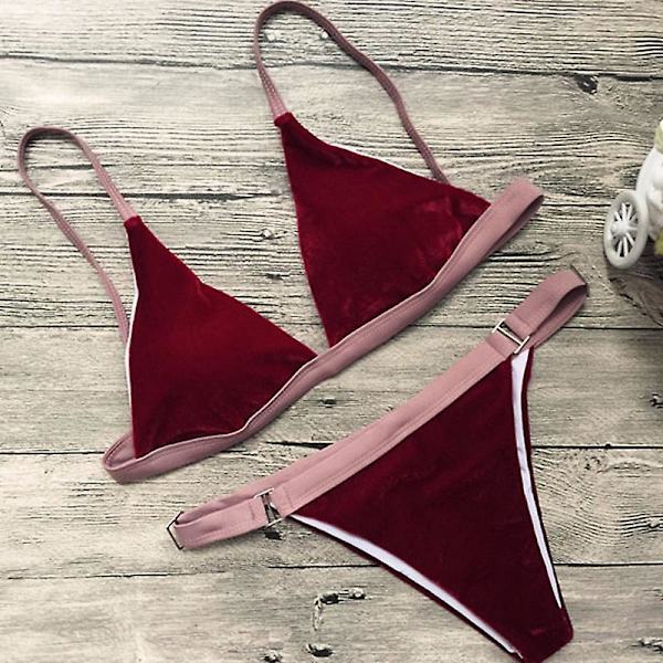 Sexig Dam Bikini Baddräkt Vadderad BH Badkläder Strandkläder Bandage Baddräkt Trikini Set M