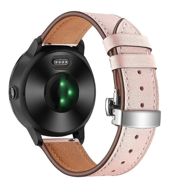 [LCS]20mm Top-layer koskind ægte læder urrem erstatning til Garmin Vivoactive 3 Vivom Multicolor Silver+Pink