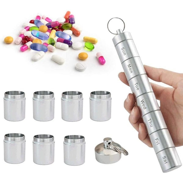 Metall Pilleboks Vanntett Medisinetui 7 Dagers Aluminiumlegering Pil