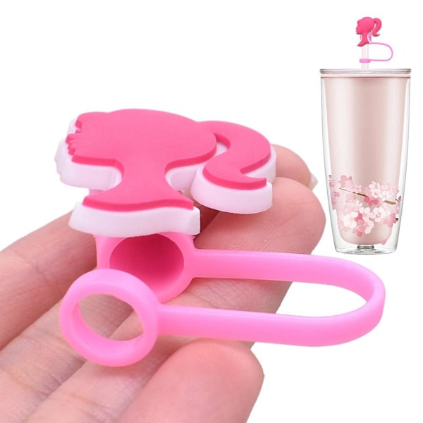Barbie Sugrörslock Silikon Barbie Tecknad Mjuk Självhäftande Sugrörsdusch 3 1pc