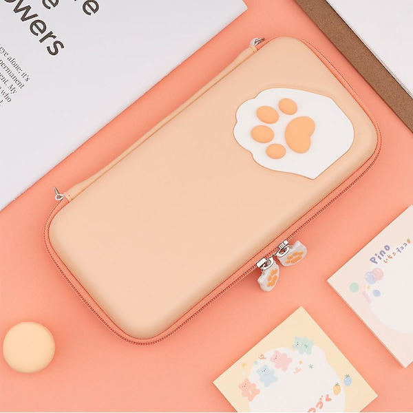 Söt kattklo förvaringsväska för Nintendo Switch, bärbar förvaringsväska hårt skal för Nintend Switch Lite, konsolskydd Pink for switch