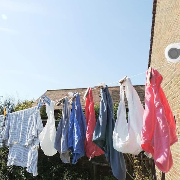 [LCS] Retractable Outdoor Clothesline, 13m Retractable Wall Mounted Drying Rack with 2 Clotheslines