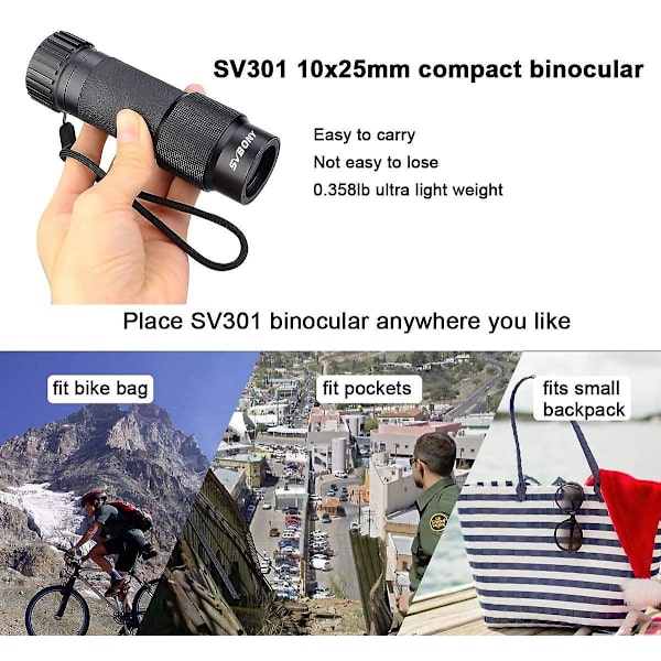 SVBONY SV301 Monokulært Teleskop Kompakt Mini Lomme Høj Effekt