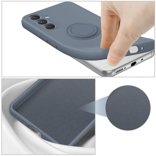 Til Samsung Galaxy A17 5G silikondeksel med stroppringstativ telefondeksel himmelblå