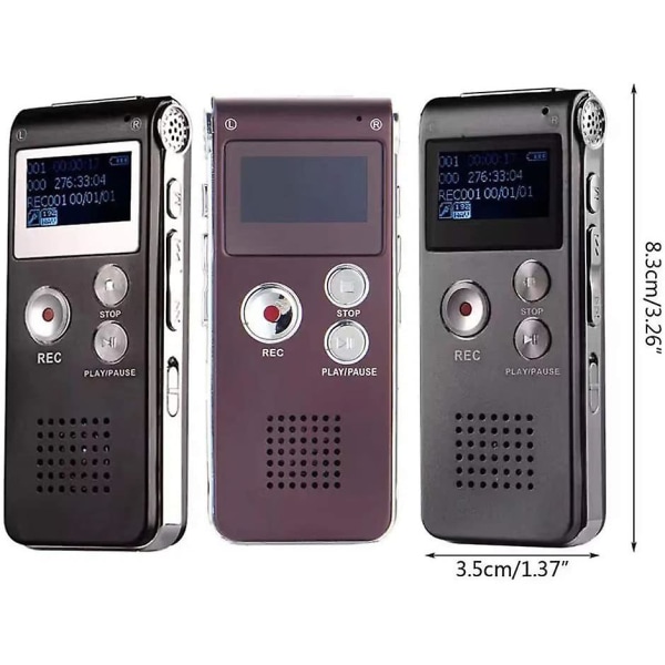 Digital röstinspelare 16GB, med USB MP3-musikspelare, van vid