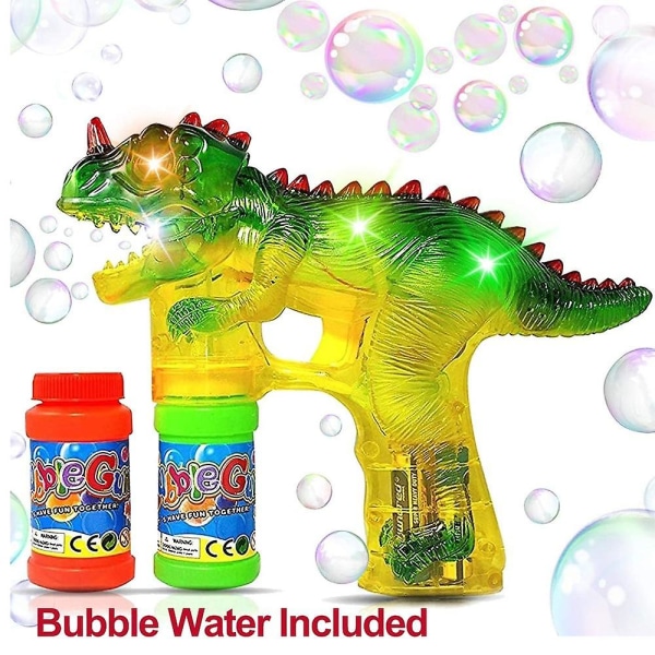 Elektrisk Jurassic Dinosaur Bubble Gun Shooter Light Up Blower LED Blinkande Bubble Blaster
