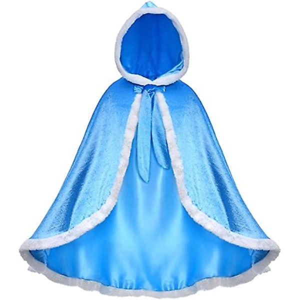 Princess Hooded Cape Cloaks kostym blue 140cm