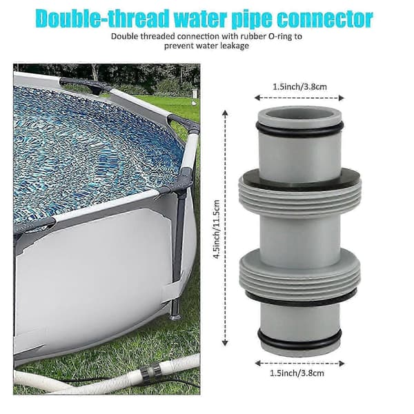 38 mm poolslangeforbindelse, poolslangeadapter til Intex Bestway Coleman, poolslangeforbindelse til 38 mm slange, Intex poolslangeforbindelse, poolpumpeforbindelse