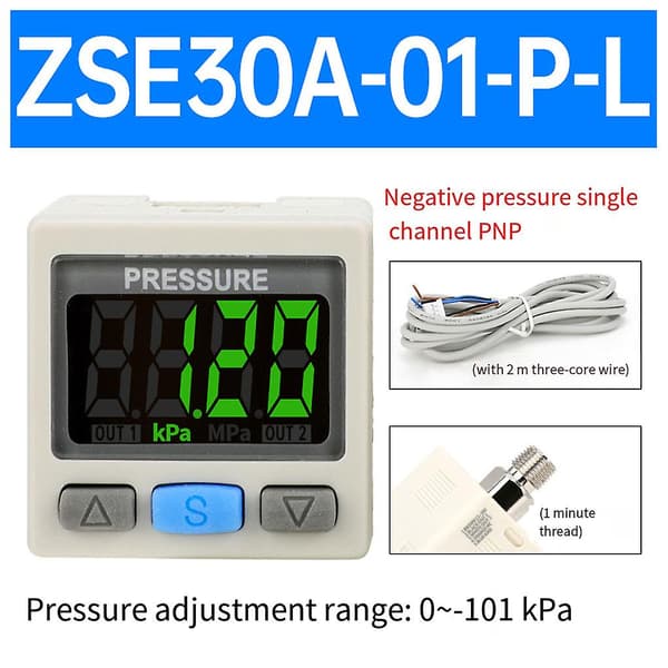 DC12V‑24V 0‑101kPa RC 1/8in Lufttryksreguleringsventil Pneumatisk Vakuum Digital Controller Switch