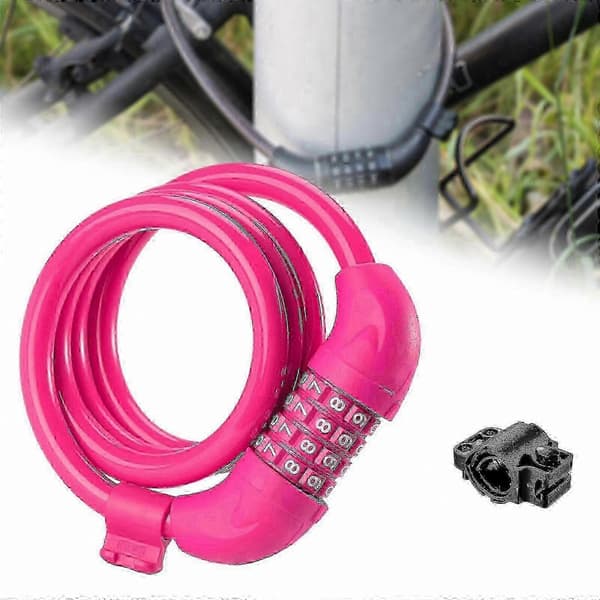 Återställbart 4-siffrigt kombinationslås för utomhusstaket och cykelsäkerhet, hållbart och universellt, rosa