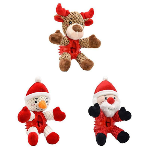 Jul Bit Ljud Söt Jultomte Älg Plyschleksak För Hund Interaktiv Santa Claus