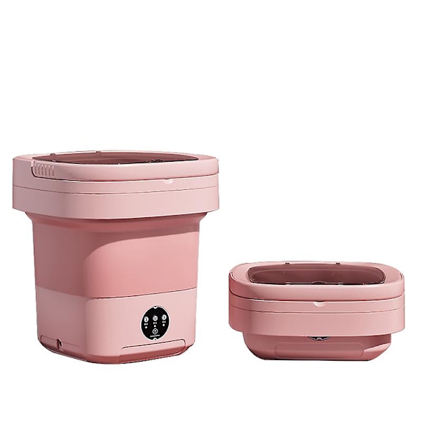 Bärbar Tvättmaskin, 11L 2-i-1 Vikbar Tvättmaskin och Centrifug pink