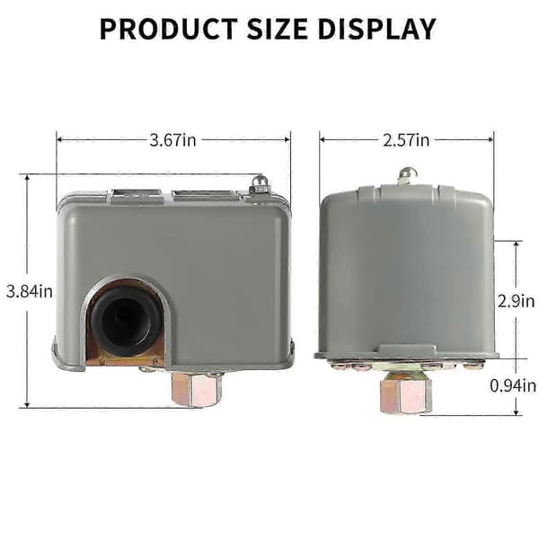 [LCS] Vannpumpetrykkbryter 40-60psi justerbar differensial, 1/4\" hunn Grey